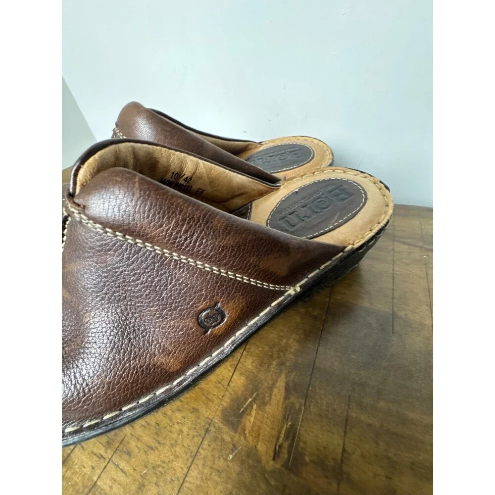 Born Women’s 10 EU 42 Brown Leather Mule Clogs Slip On Comfort Shoes Medium